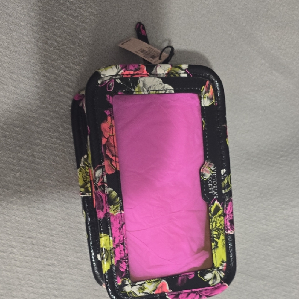 Victoria's Secret Floral Cosmetic Bag with Clear Window